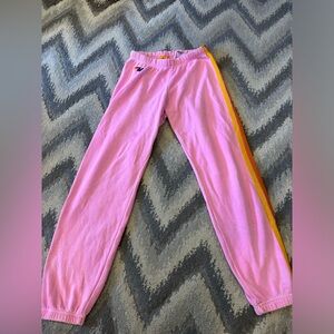 Aviator Nation Women’s Medium Pink 5 Stripe Sweatpants